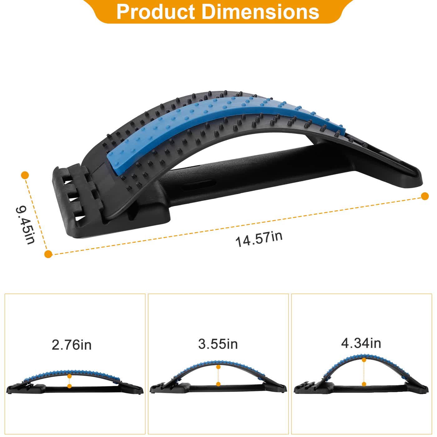 Supplier graphic with the arch dimensions and its three height settings
